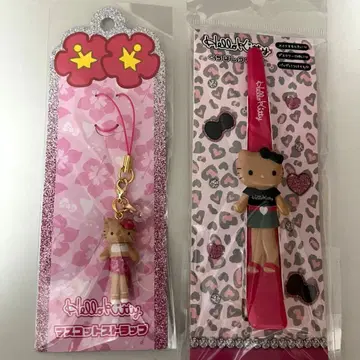 헬로키티 스타일업 마스코트 스트랩 부리 클립 갸루 키티 세트