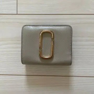 그레이 접이식 지갑 골드 금장 장식