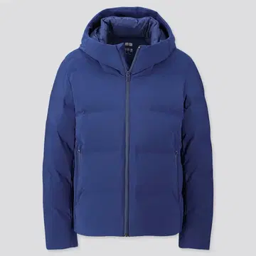 UNIQLO 유니클로 심리스 다운 후드티 M 파랑 블루