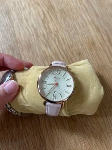 FOSSIL 아날로그 손목시계 핑크 가죽