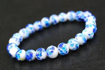 레어 컬러 새상품 류큐 잠자리석/반딧불이 유리 8mm 염주 팔찌 화이트