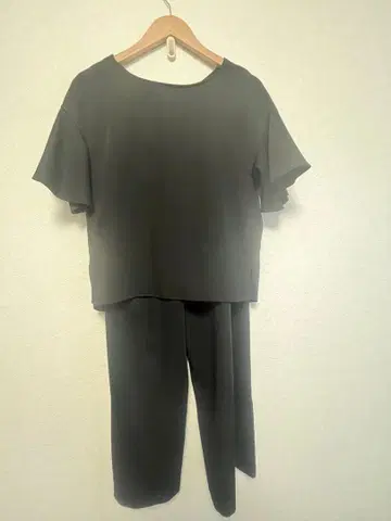 PLST 고출력 더블 크로스 블라우스 와이드 팬츠 셋업