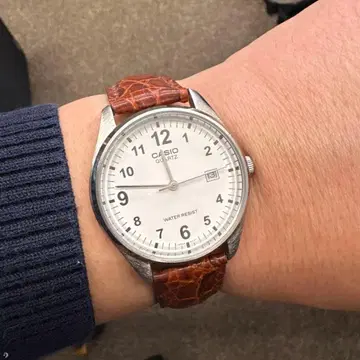 CASIO 쿼츠 손목시계 카시오 가죽 벨트 배터리 교체 완료 아라비아