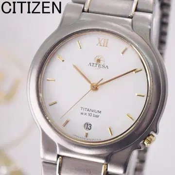 작동 레어 시티즌 아테사 1992년식 초기 티타늄 모델 화이트 다이얼