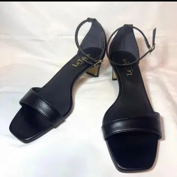 [ 컨디션 최상 ] Le Talon 가죽 샌들 오픈토 앵클 블랙 25