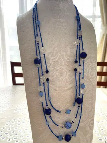 이탈리아제 베네치아 유리 3연 목걸이