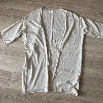 evam eva 코튼 칠부 소매 롱 가디건 프리 베이지