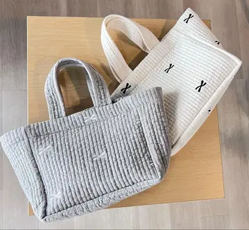 리본 누비백 그레이 누비 토트 도시락 가방으로도
