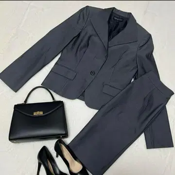 [ 새상품급 ] INDIVI 스커트 수트 세트 그레이 스트라이프