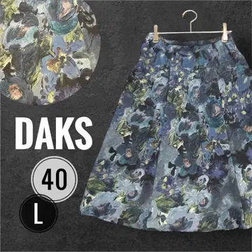 L 사이즈 새상품급 DAKS 닥스 블루 계열 꽃무늬 플레어 스커트