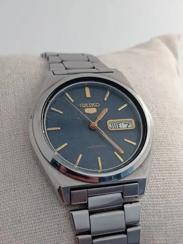 SEIKO 세이코5 자동 와인딩 손목시계 다크 블루 다이얼 작동