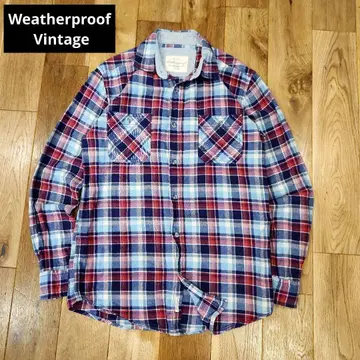 Weatherproof 빈티지 두꺼운 원단 체크 셔츠 S