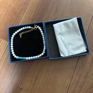 화이트 터콰이즈 비즈 팔찌 기프트 박스 포함
