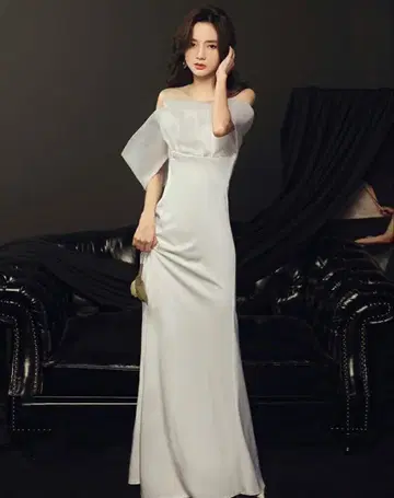 셀프 촬영 드레스 웨딩 드레스 화이트 블랙 화이트 M 사이즈