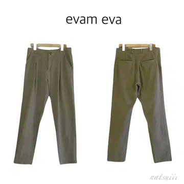 evam eva . 코튼 린넨 턱 테이퍼드 팬츠