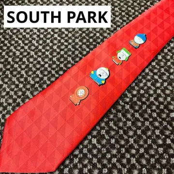 사우스 파크 넥타이 자수 로고 빨간색 USA 태폭 10cm 코미디 센트럴