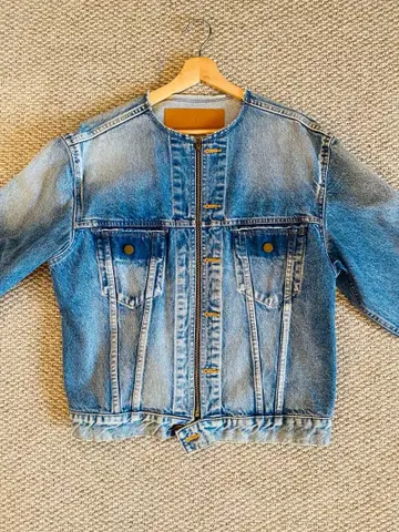 미사용품 INSCRIRE Bshop 별주 노카라 데님 라이더 자켓