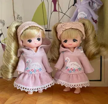 M2501 미키짱 마키짱 핑크 백조 패턴 원피스