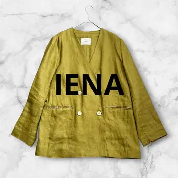 IENA 프렌치 린넨 v넥 자켓 노카라 더블 브레스트 38