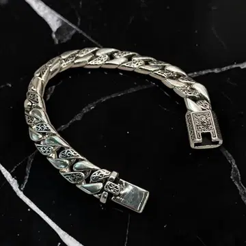 실버 디자인 체인 블레스 20cm 폭 12mm 남성용 팔찌 무골