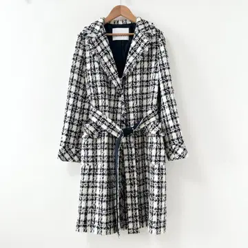새상품급 ANAYI 아나이 롱 코트 트위드 체크 38