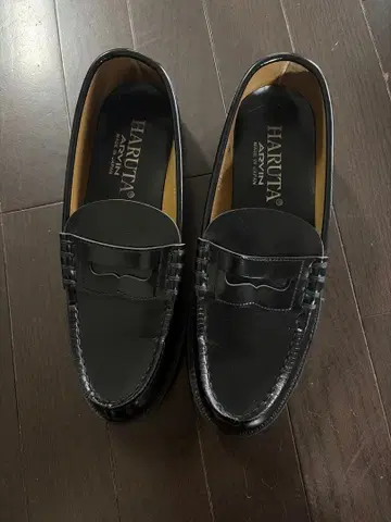 HARUTA 블랙 가죽 로퍼 26.5cm 3E