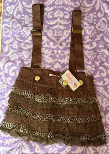 TRALALA 프릴 브라운 미니 스커트 사이즈 0 미사용 새상품