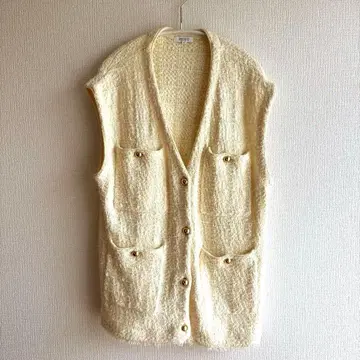 PLST 아이보리 트위드 베스트 M 사이즈