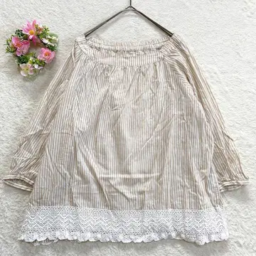 빅 사이즈 루즈핏 [에스피에] 밑단 레이스 튜닉 블라우스 (2XL)