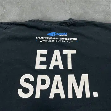 기업 티셔츠 EAT SPAM 메시지 블랙 페이드 XL 짧은 기장