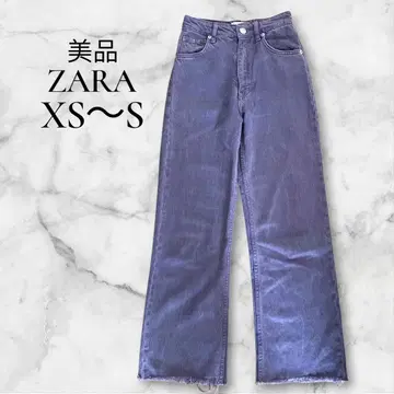 새상품급 ZARA 자라 리오셀 혼방 와이드 데님 팬츠 퍼플 32 터키산