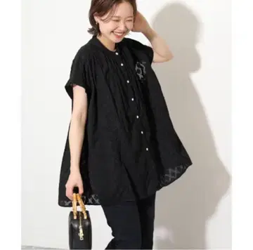 SLOBE IENA 컷 자카드 프렌치 슬리브 블라우스