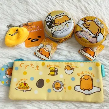 [미사용] 산리오 구데타마 푸치코로 동전 지갑 펜 케이스 캔 케이스 묶음