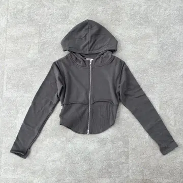 MURUA 크롭 더블 지퍼 후드티