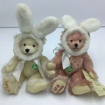 하만사 테디베어 두 개 세트 토끼 귀 포함 한정판
