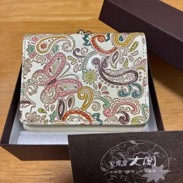 분코야 오제키 3단 폴더형 미니 지갑 페이즐리 (핑크) 새상품급