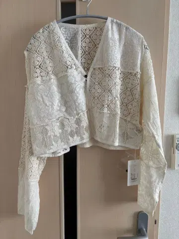 anuke 패치워크 레이스 가디건 아이보리