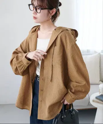 [ 트렌드 ] 시어 모듬 후드 셔츠 샌드 베이지