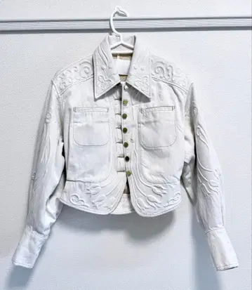 Mame Kurogouchi 2024SS 엠보싱 데님 자켓 화이트 S