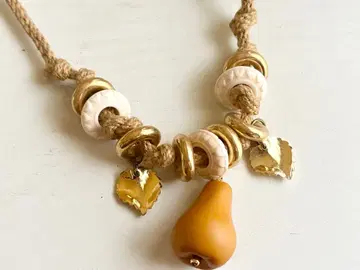 골동품 미사용 린넨 끈 양배 모양 프랑스 레트로 vintage 목걸이