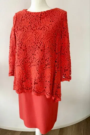 ADORE 오렌지 레이스 반팔 원피스