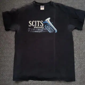 SCITS bands 악기 디자인 빈티지 블랙 T셔츠