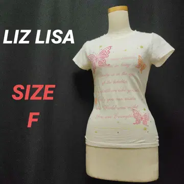 LIZ LISA 리즈리사 T셔츠 나비 로고 큐빅 여성용 화이트
