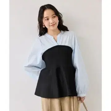 VIs 페플럼 니트 도킹 블라우스