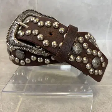 천연 가죽 웨스턴 스터드 벨트 조각 버클