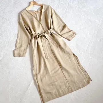 새상품급 [ IENA ] 린넨 혼방 롱 원피스 겉옷 베이지 계열