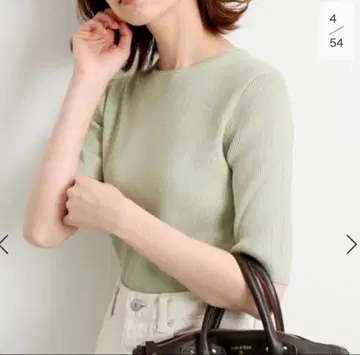 [새상품급] IENA Rib 크루넥 풀오버 그린