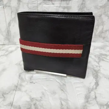 BALLY 이단 접이식 지갑 블랙 스트라이프
