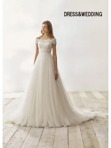 웨딩 드레스 오프숄더 튤 화이트 A라인