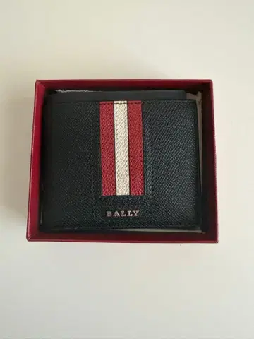 BALLY 이단 접이식 지갑 블랙/레드/화이트